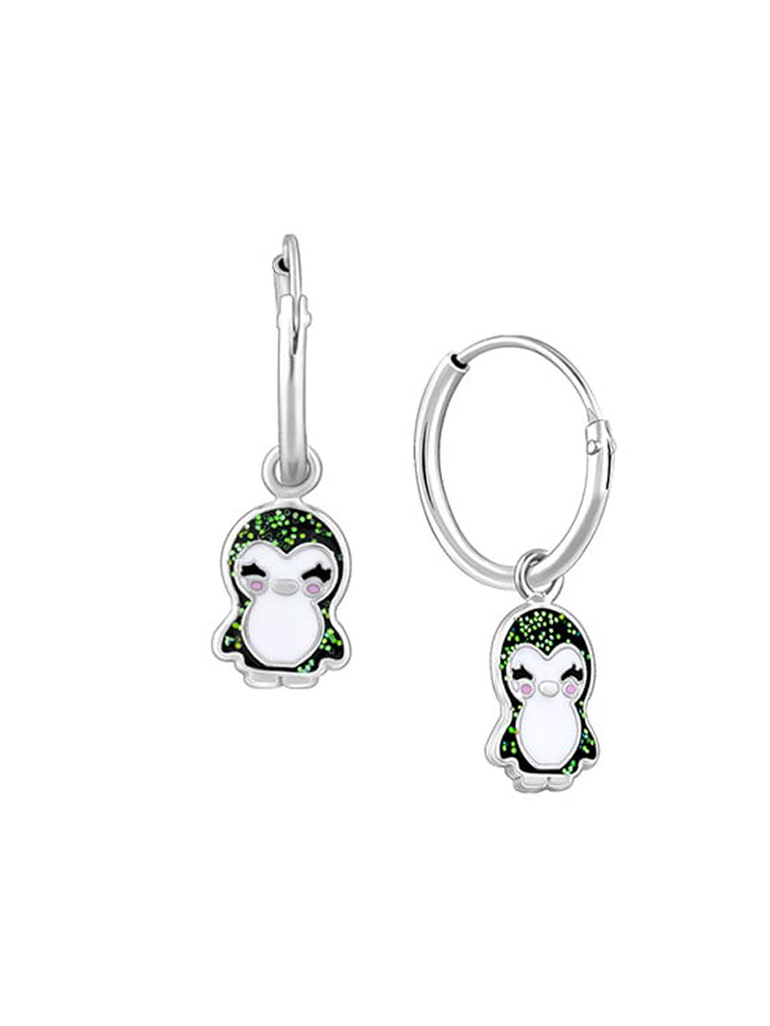 

GIVA Girls Rhodium-Plated 925 Sterling Silver Puffins Hoop Earrings