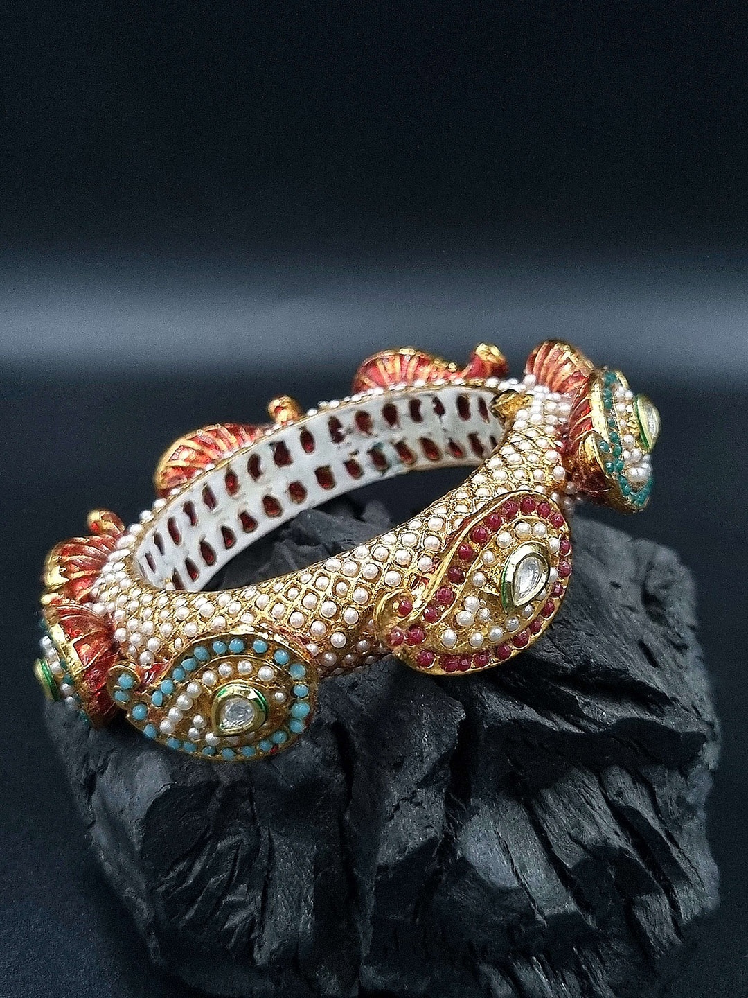 

Anouk Gold Plated Pearl Studded Ethnic Rajasthani Bangles