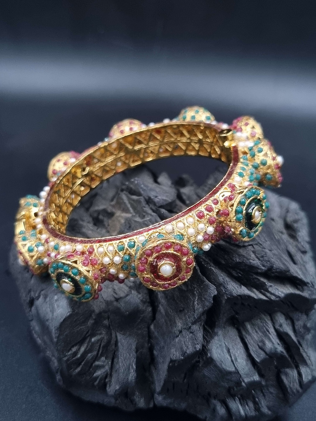 

Anouk Gold Plated Bead Studded Ethnic Rajasthani Bangle
