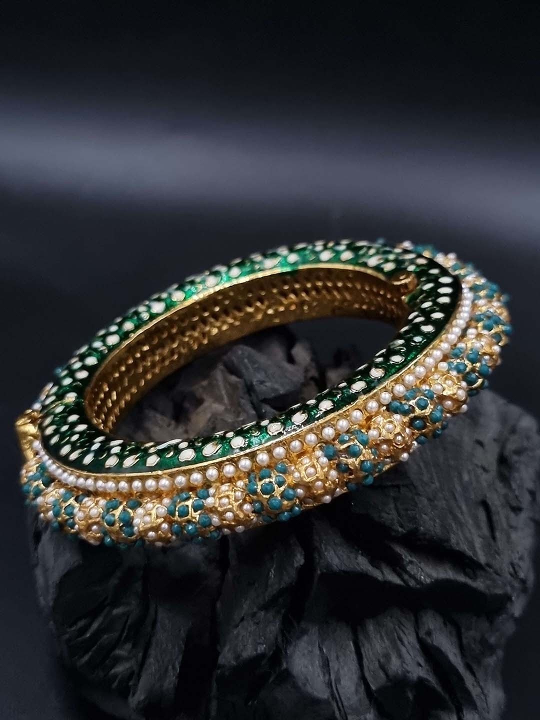 

Anouk Gold-Plated Pearl Beaded Kundan-Studded Bangle