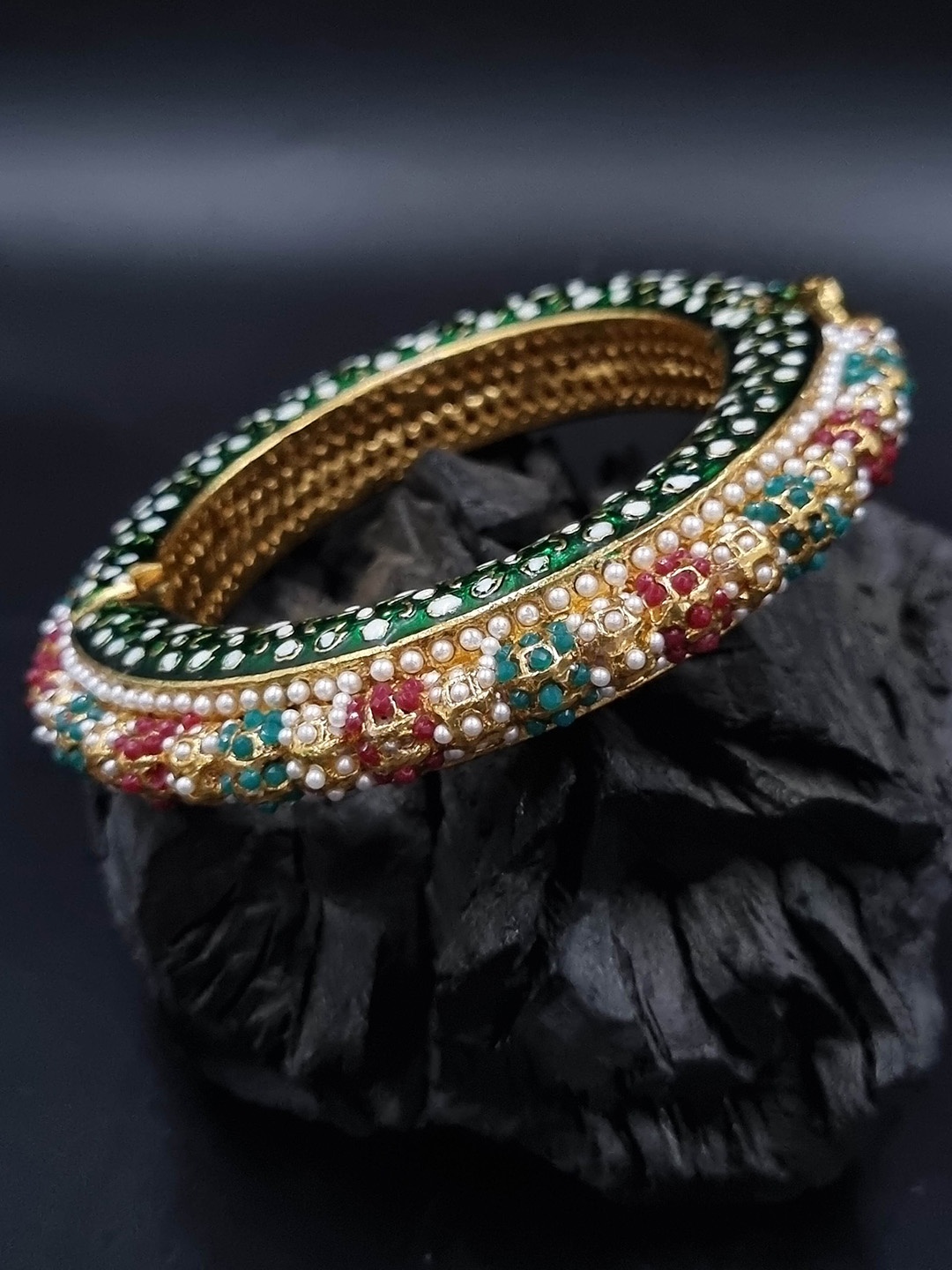 

Anouk Gold-Plated Rajasthani Pearl Beaded Bangles