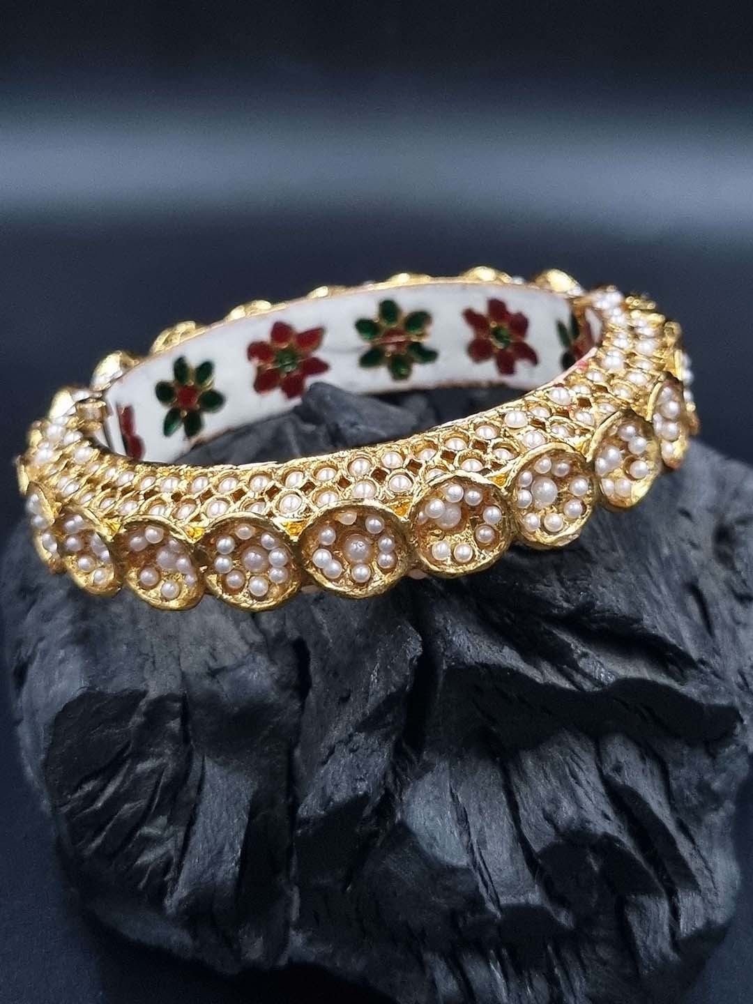 

Anouk Gold-Plated Rajasthani Pearl Beaded Bangle