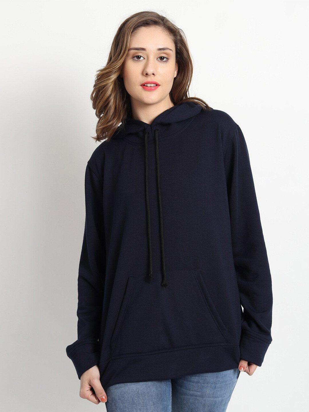 

ISAM Hooded Long Sleeves Fleece Pullover, Navy blue