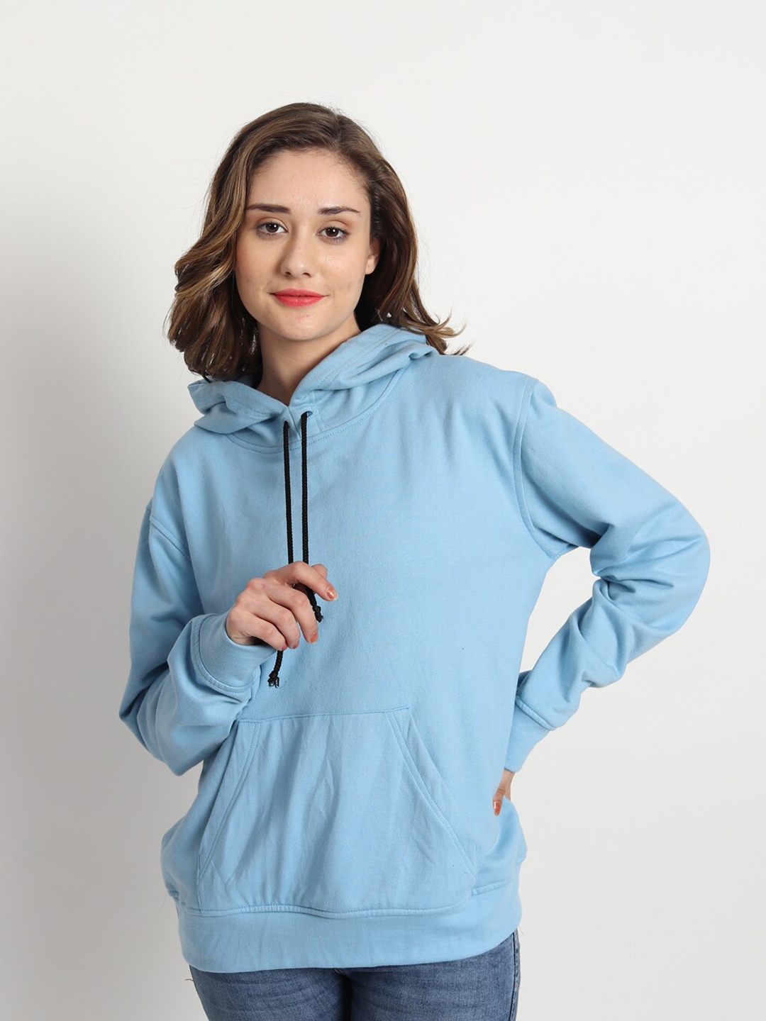 

ISAM Hooded Long Sleeves Fleece Pullover, Blue