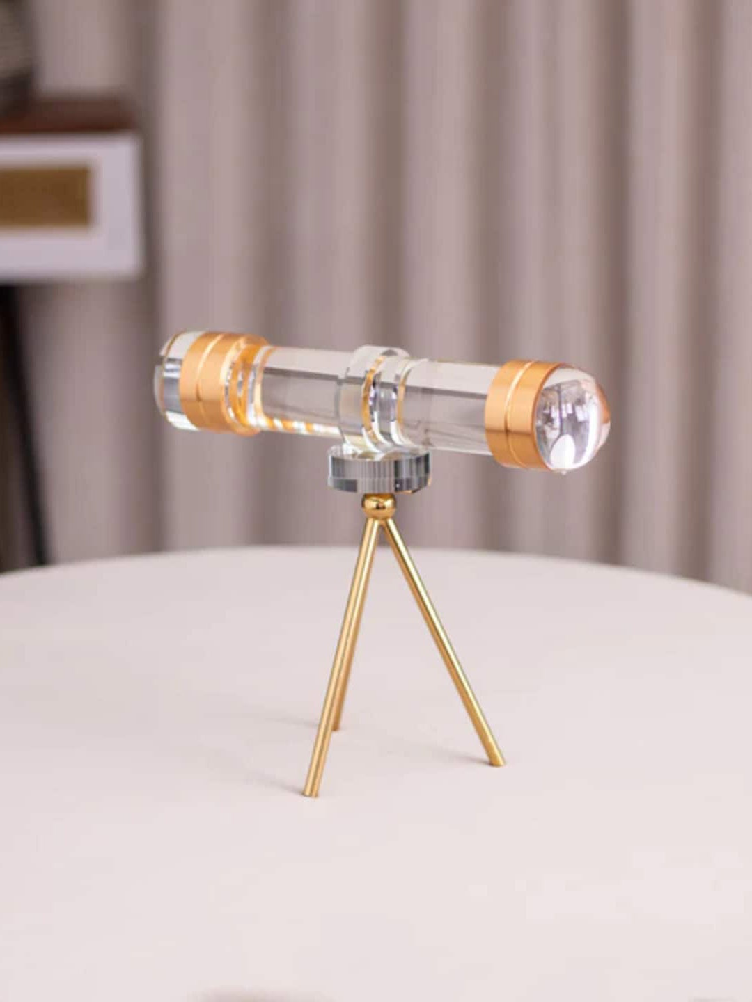 

THEDECORKART Golden & Transparent Scope Curio Showpiece, Gold