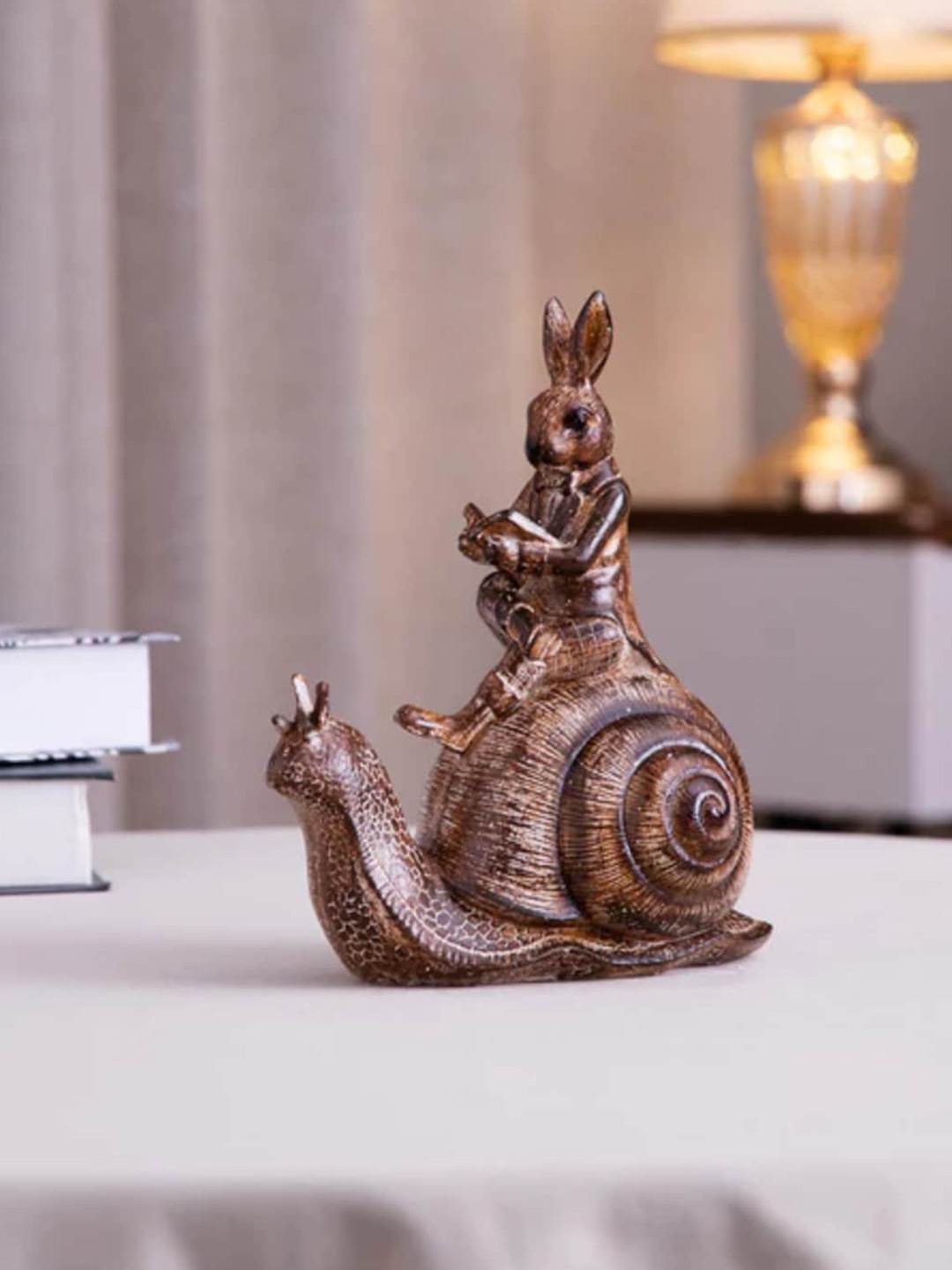 

THEDECORKART Brown Snail & Rabbit Figurine Show piece