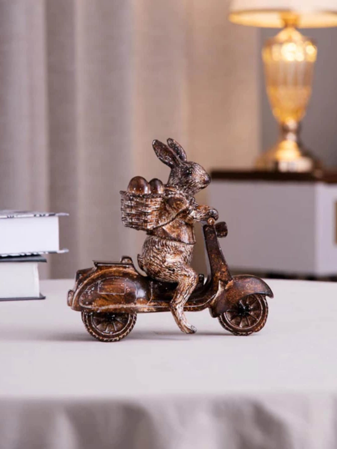 

THEDECORKART Brown Riding Rabbit Figurine Ceramic Showpiece