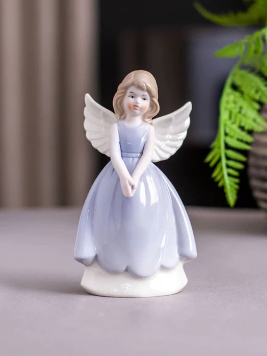 

THEDECORKART White & Blue Seraphic Grace Figurine Showpiece