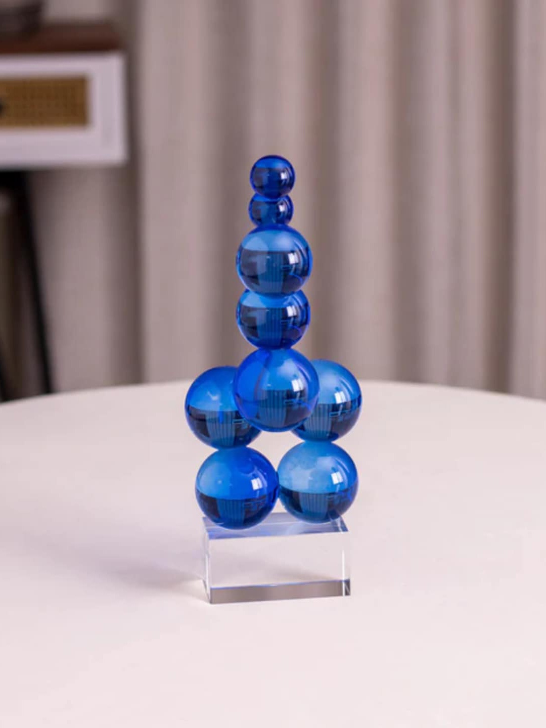 

THEDECORKART Blue Marble Pillar Showpiece