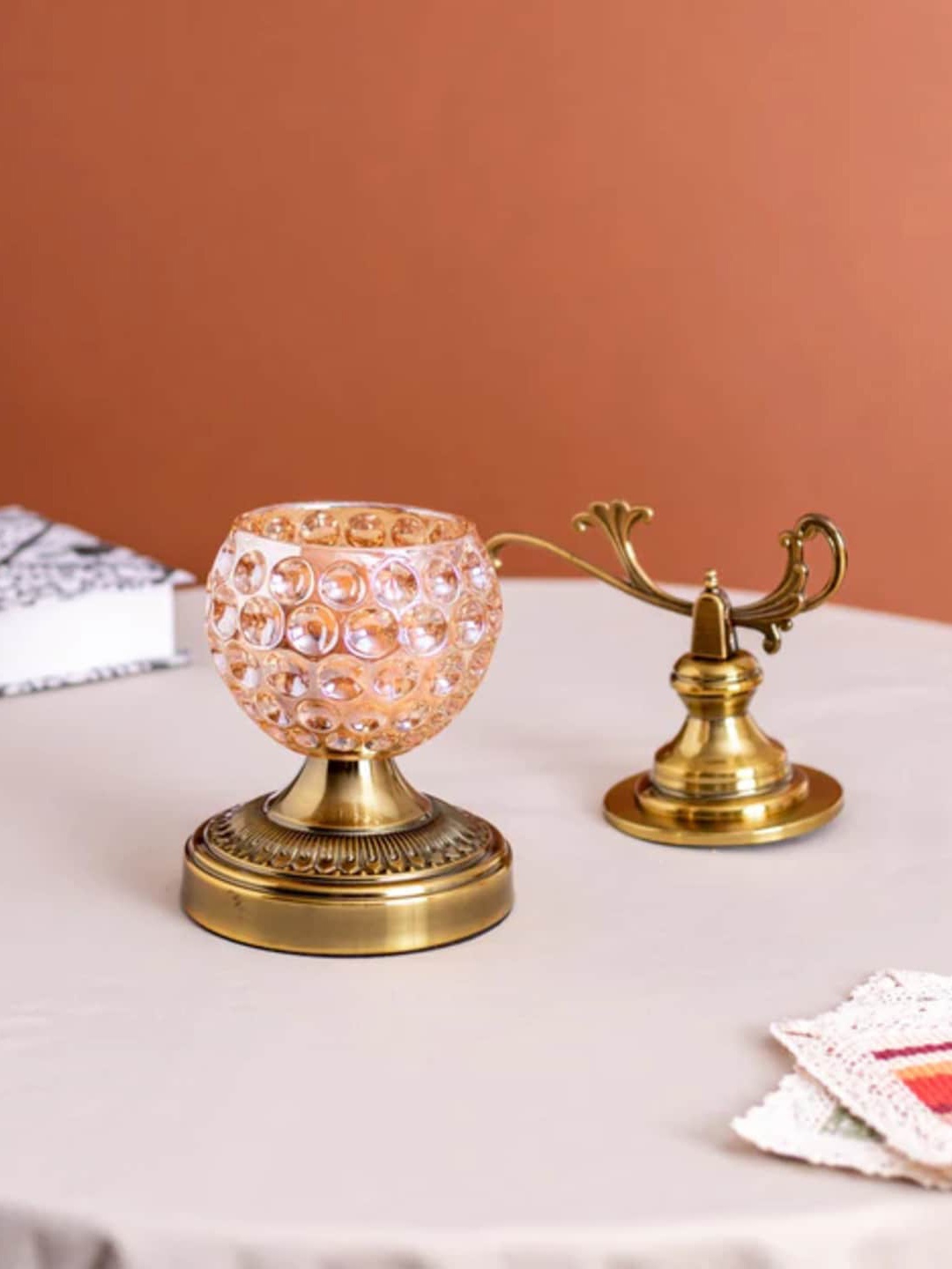 

THEDECORKART Gold Toned & Beige Ceramic Showpieces