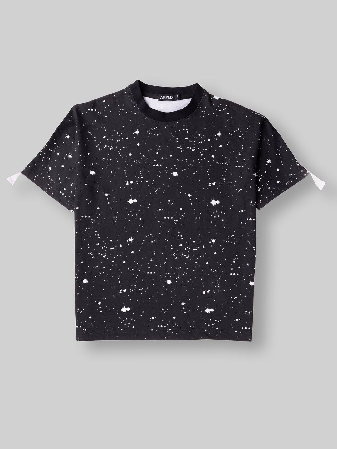 

AMPED Boys Printed Round Neck Cotton T-shirt, Black