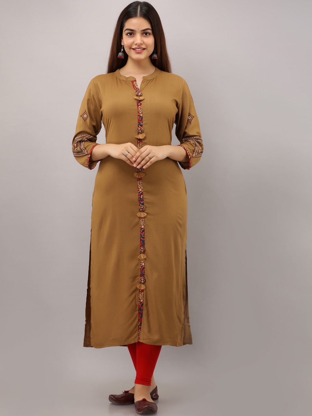 

BAESD Mandarin Collar Kurta, Brown