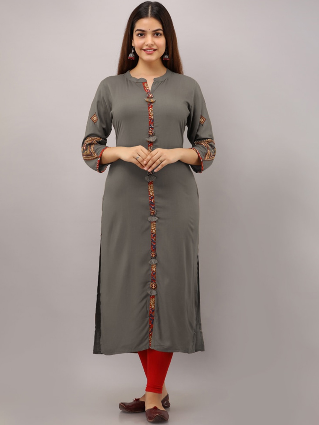

BAESD Mandarin Collar Kurta, Grey