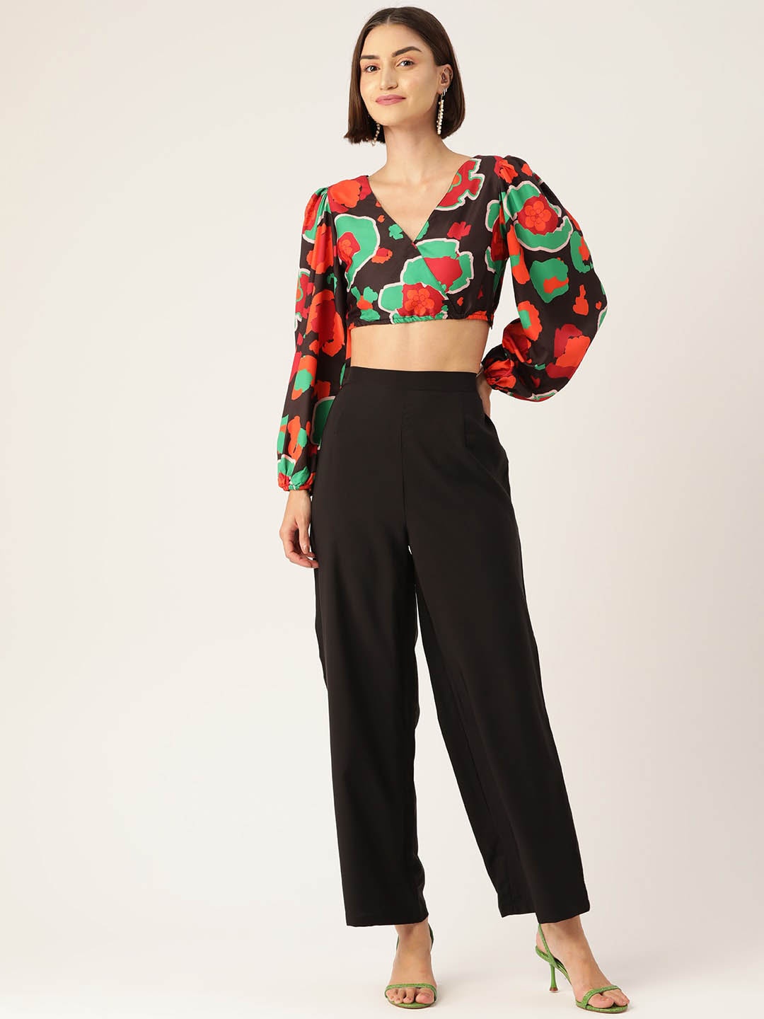 

SIRIKIT Floral Printed Top & Trouser, Black