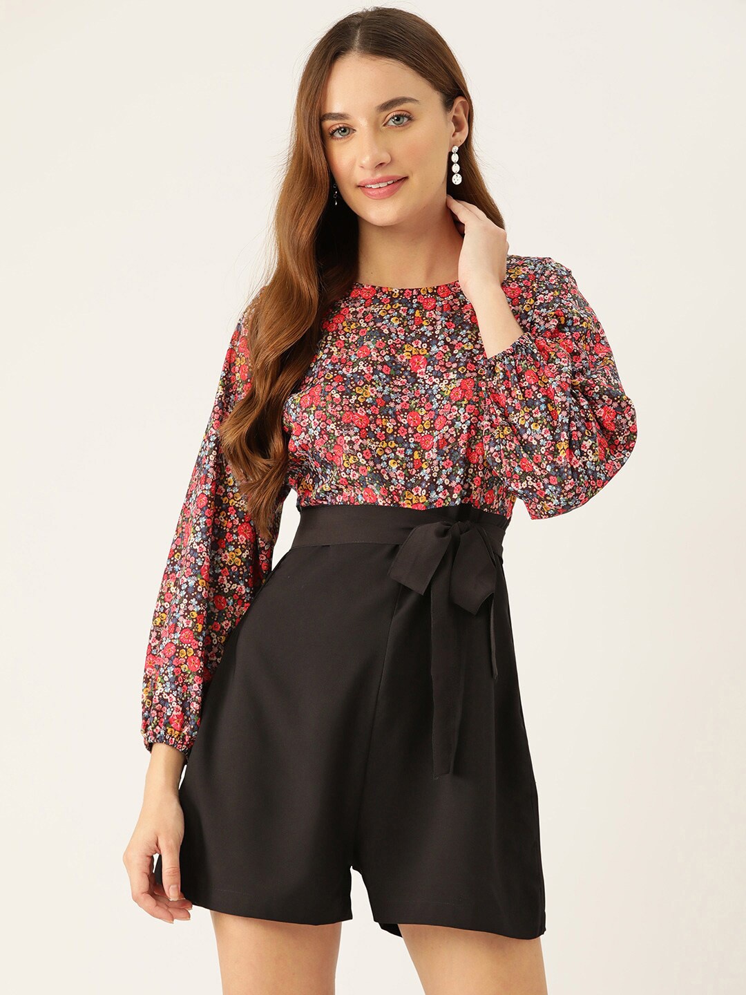 

SIRIKIT Floral Printed Playsuit, Black