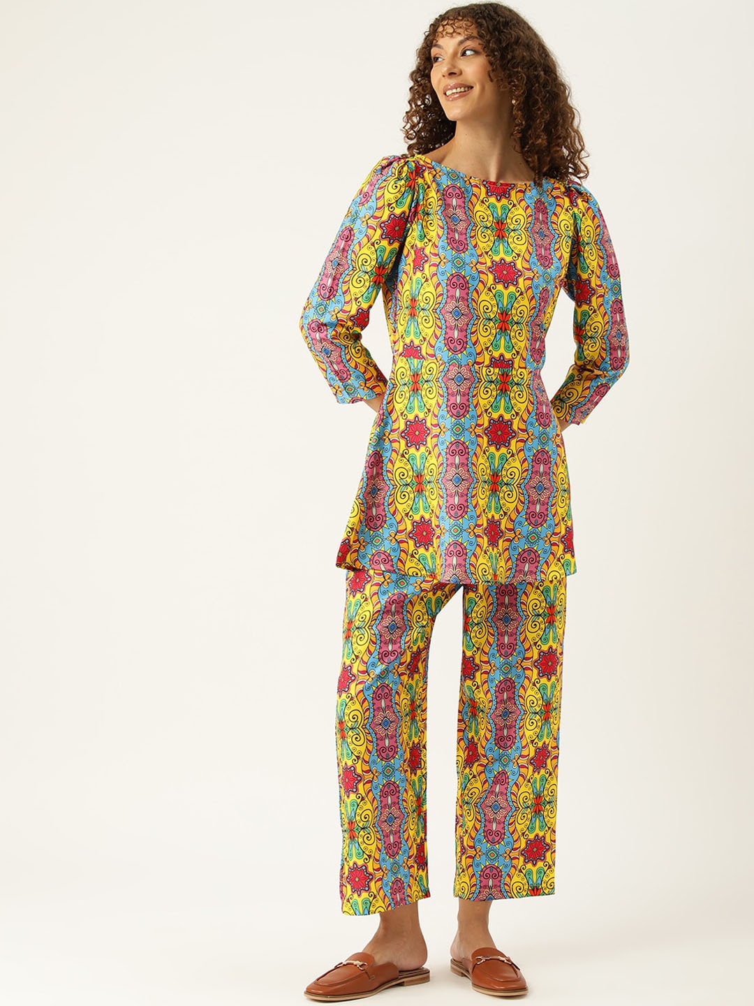 

SIRIKIT Floral Printed Top With Trousers Co-Ords, Yellow
