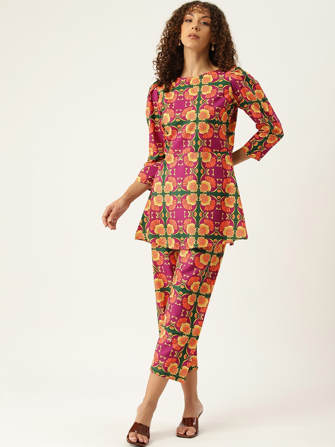 

SIRIKIT Printed Kurti With Trousers, Orange