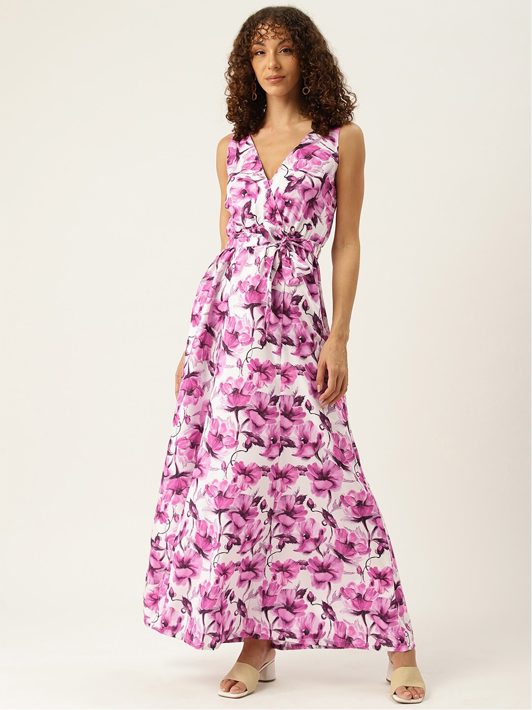 

SIRIKIT Floral Printed Crepe Fit & Flare Maxi Dress, White