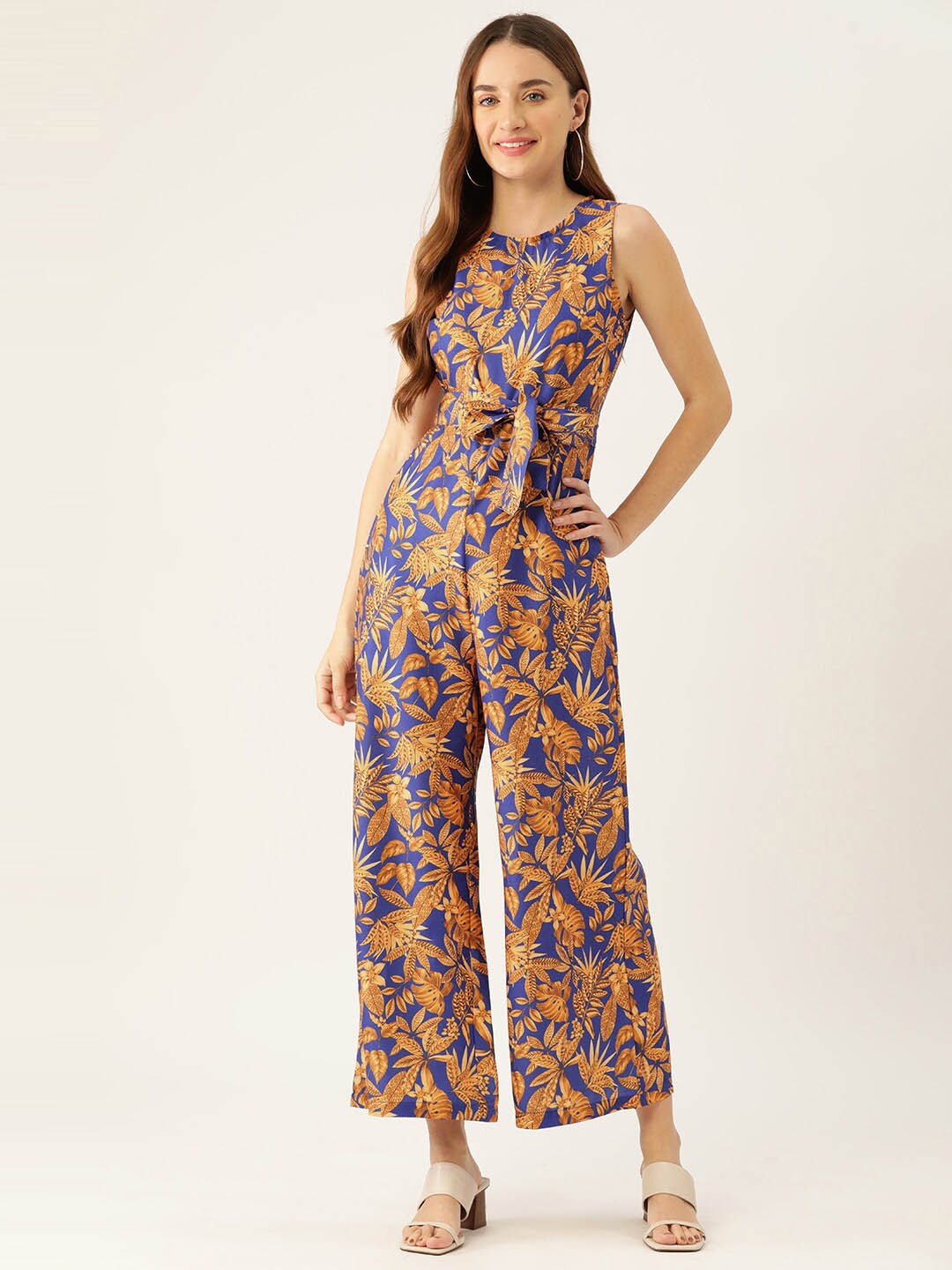 

SIRIKIT Floral Printed Sleeveless Basic Jumpsuit, Blue