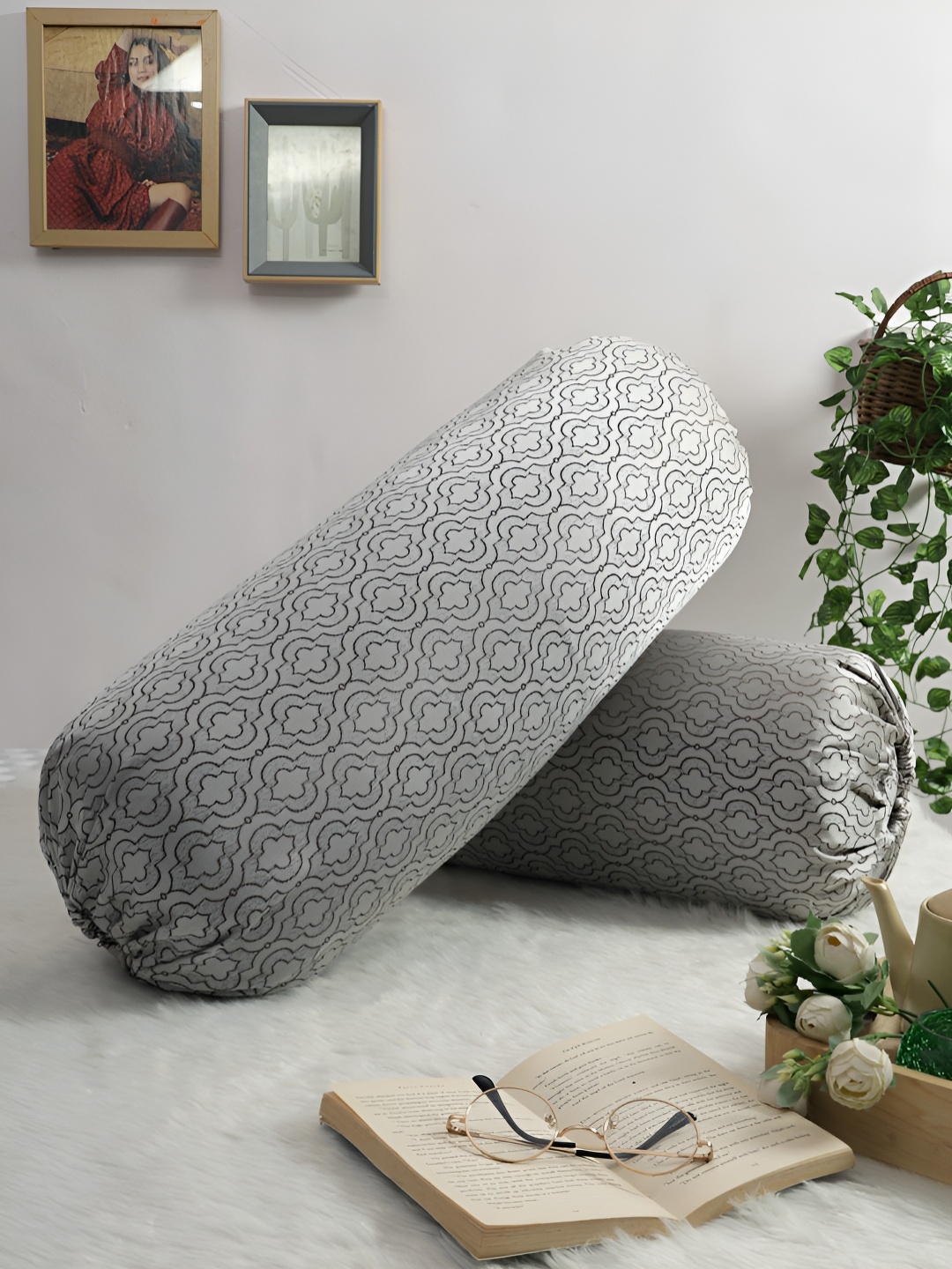 

THE CONVERSION Coffee Brown 2 Pieces Ethnic Motifs Printed Bolster Covers