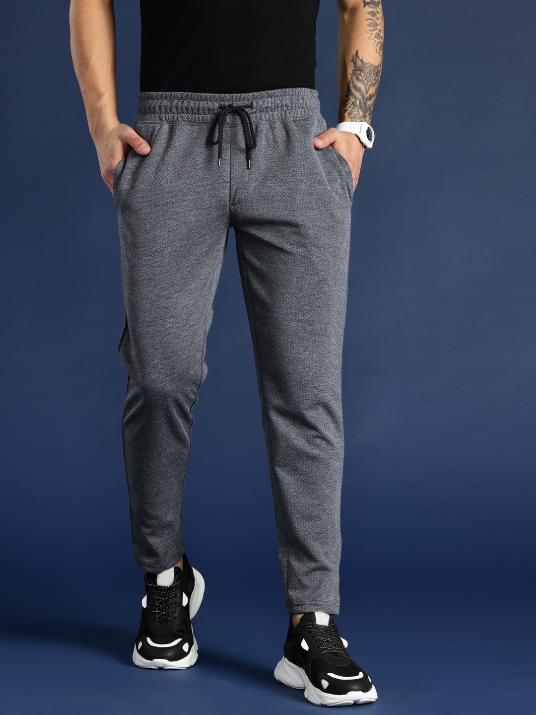 

Mast & Harbour Men Solid Regular Fit Track Pant, Charcoal