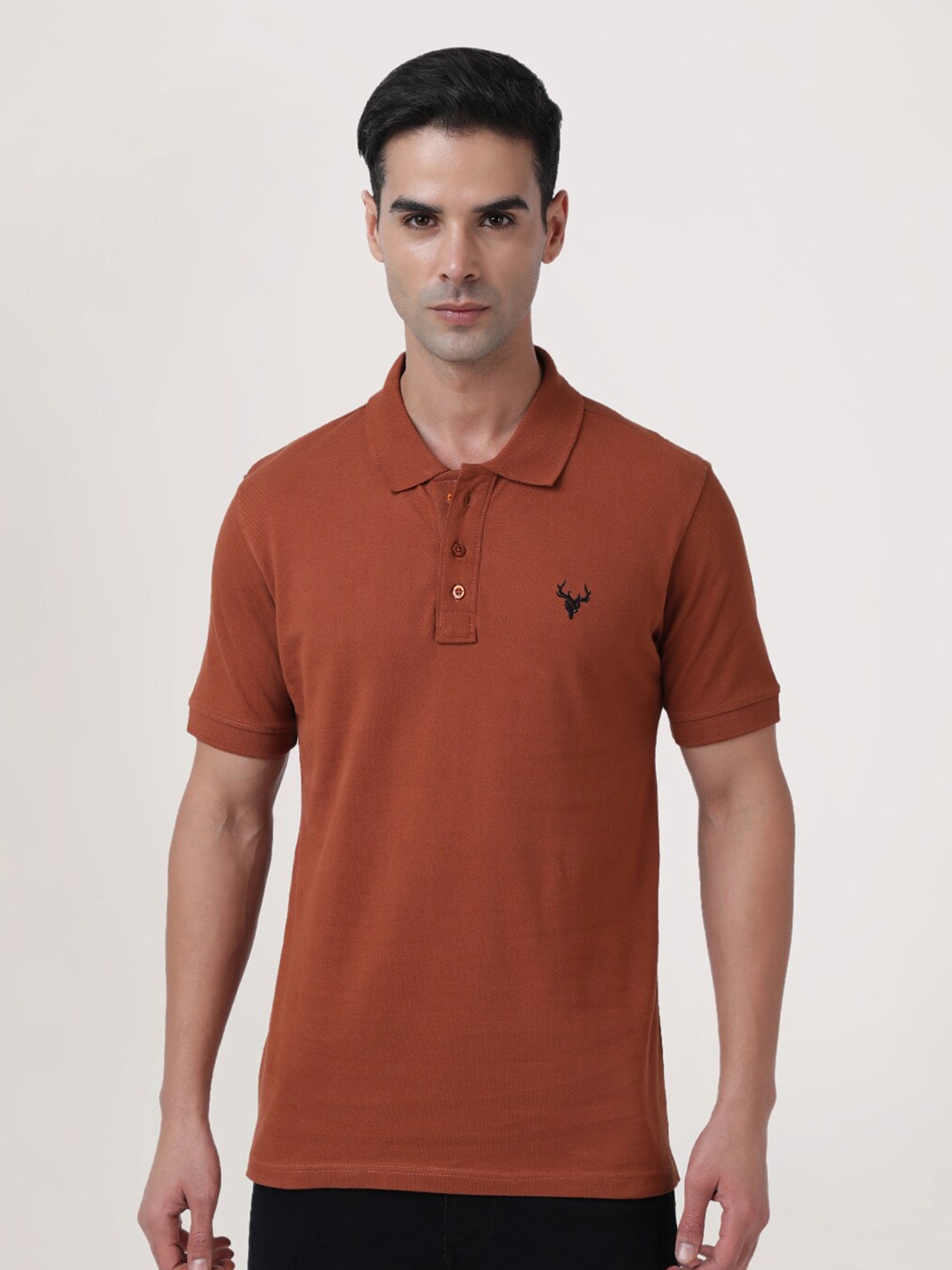 

IVOC Polo Collar Cotton T-shirt, Coffee brown