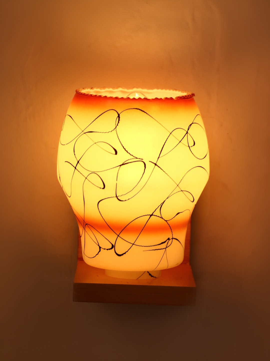 

Afast White & Brown Printed Abstract Shaped Glass Contemporary Wall Lamp