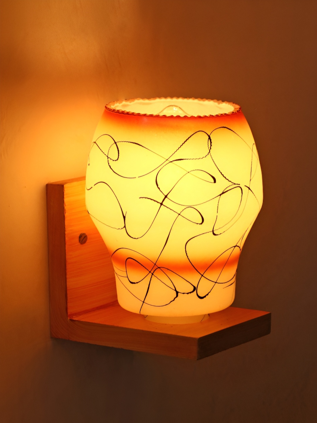 

Afast White and Brown Glass Wall Lamp