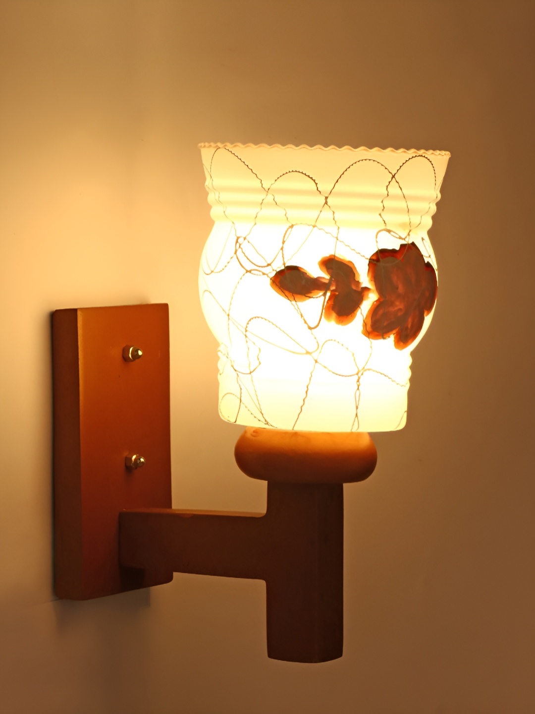 

Afast White Glass Wall Lamp, Brown