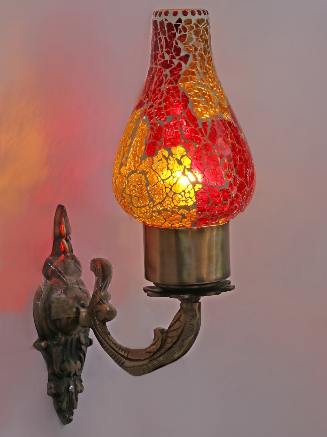 

Afast Yellow & Red Textured Glass Contemporary Wall Lamp