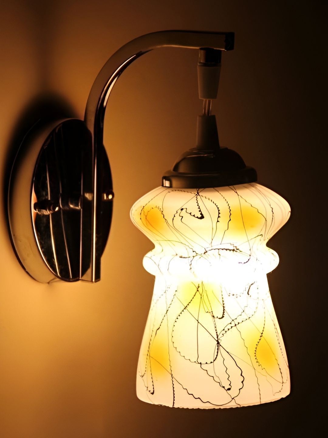 

Afast Cream & Black Printed Glass Contemporary Wall Lamp