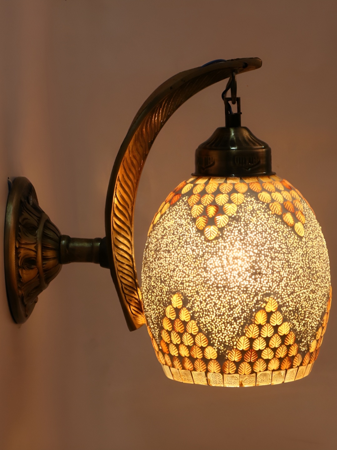 Afast White and Gold Toned Glass Wall Lamp