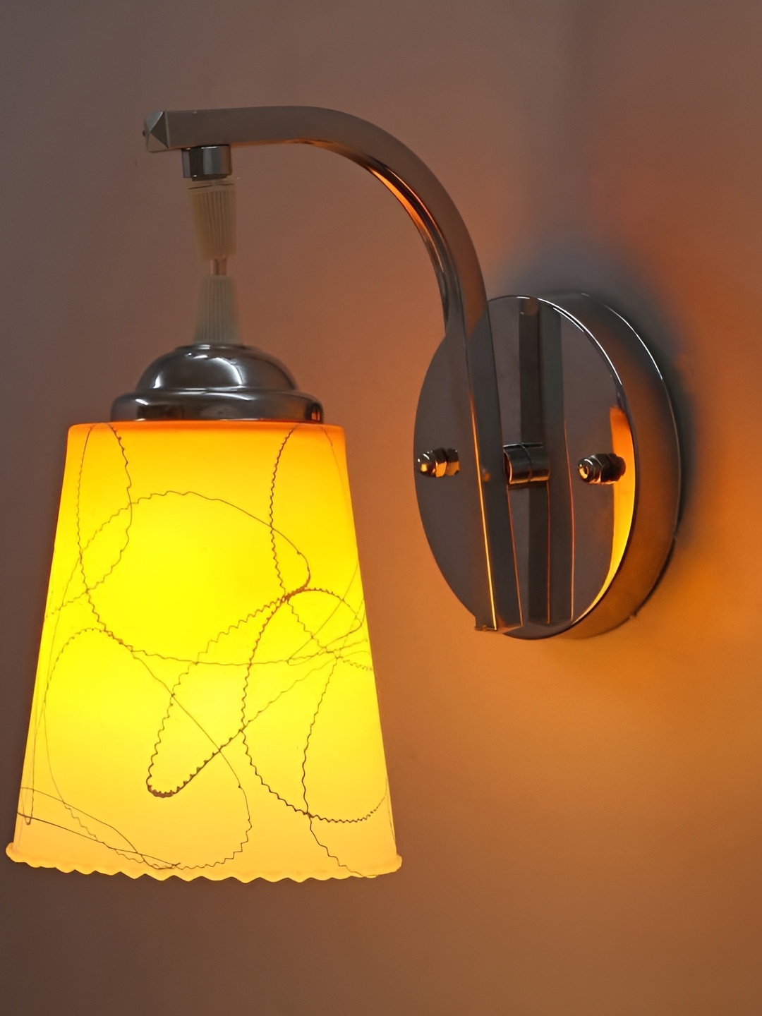 

Afast White & Yellow Printed Cylinder Shaped Glass Contemporary Wall Lamp