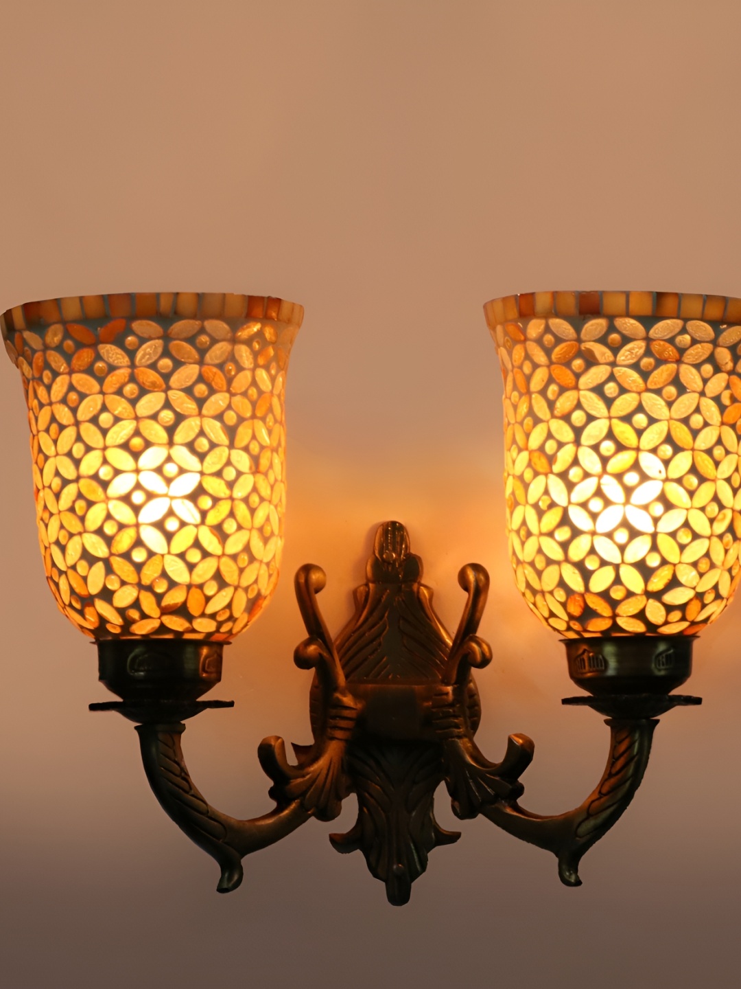 

Afast Cream & Bronze 2 Pieces Textured Glass Contemporary Wall Lamp