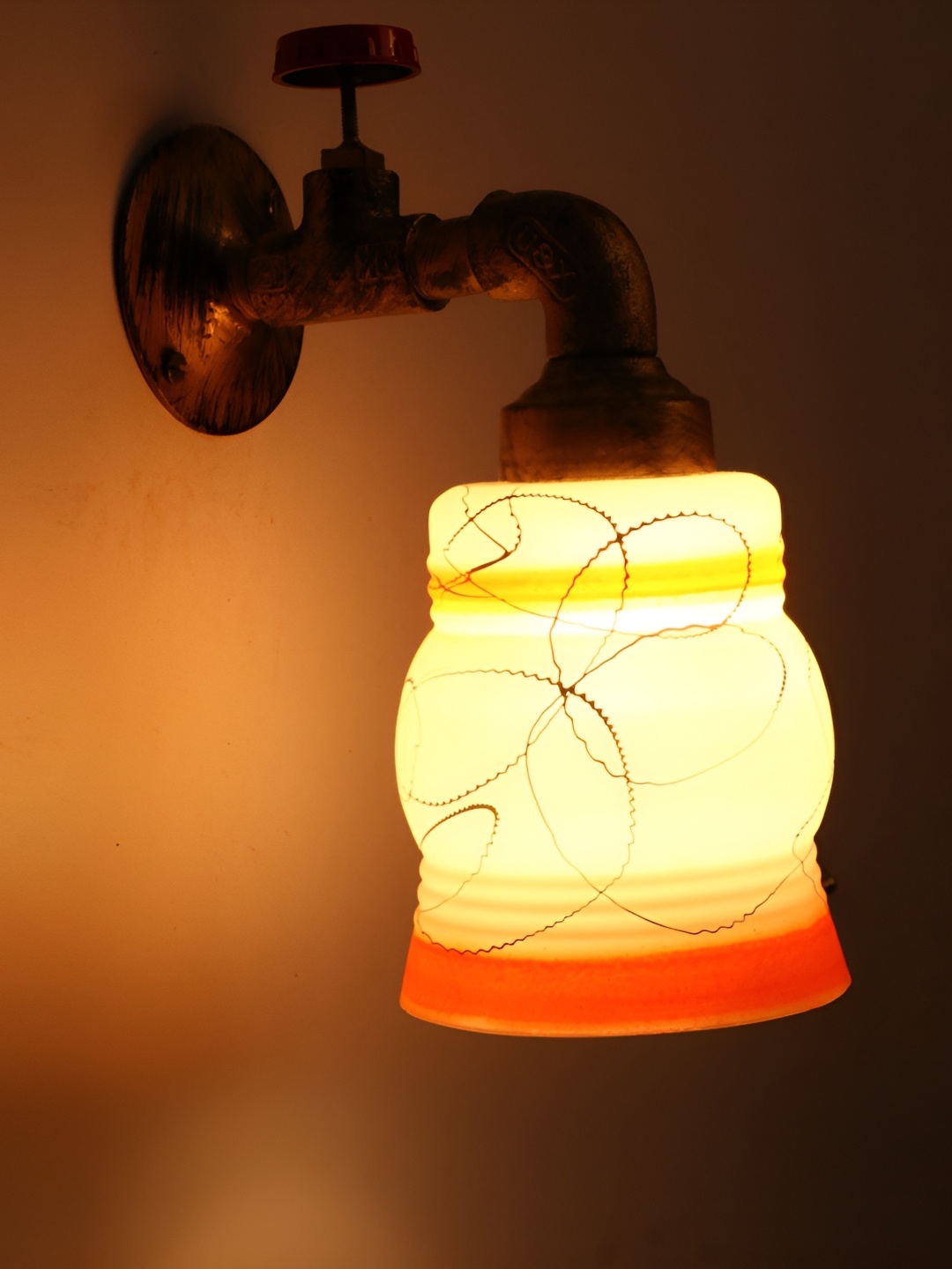 

Afast White & Orange Textured Glass Contemporary Wall Lamp
