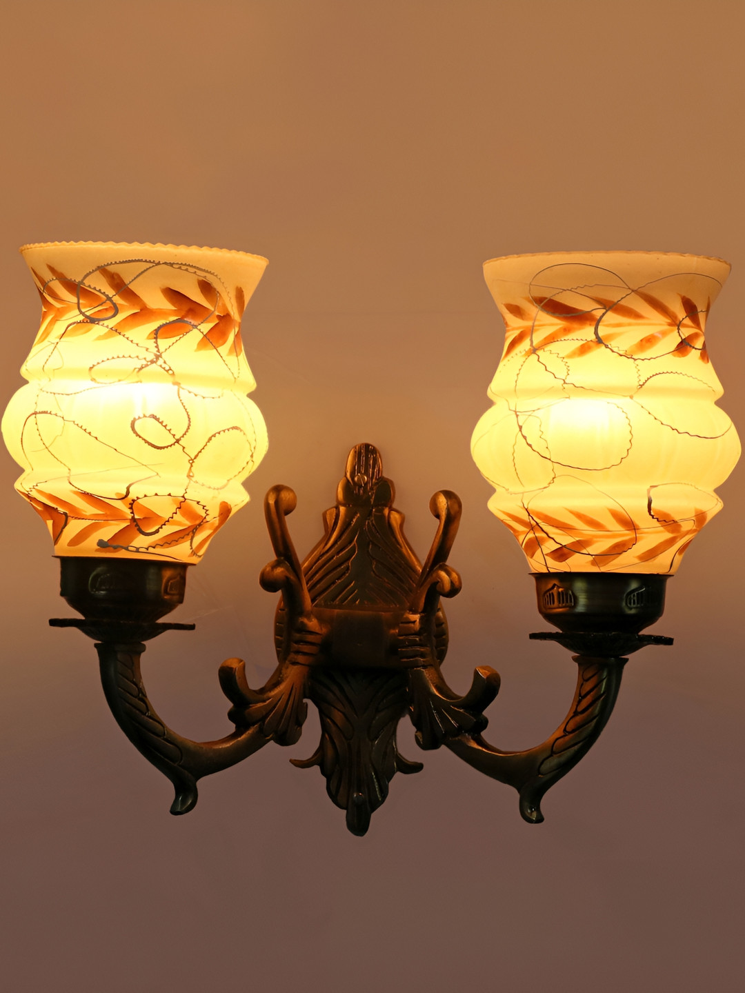 

Afast White & Brown Printed Cylinder Shaped Glass Contemporary Wall Lamp