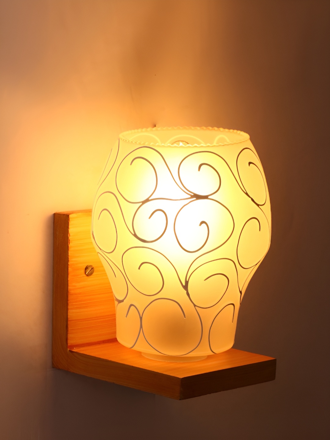 

Afast White Glass Wall Lamp, Brown