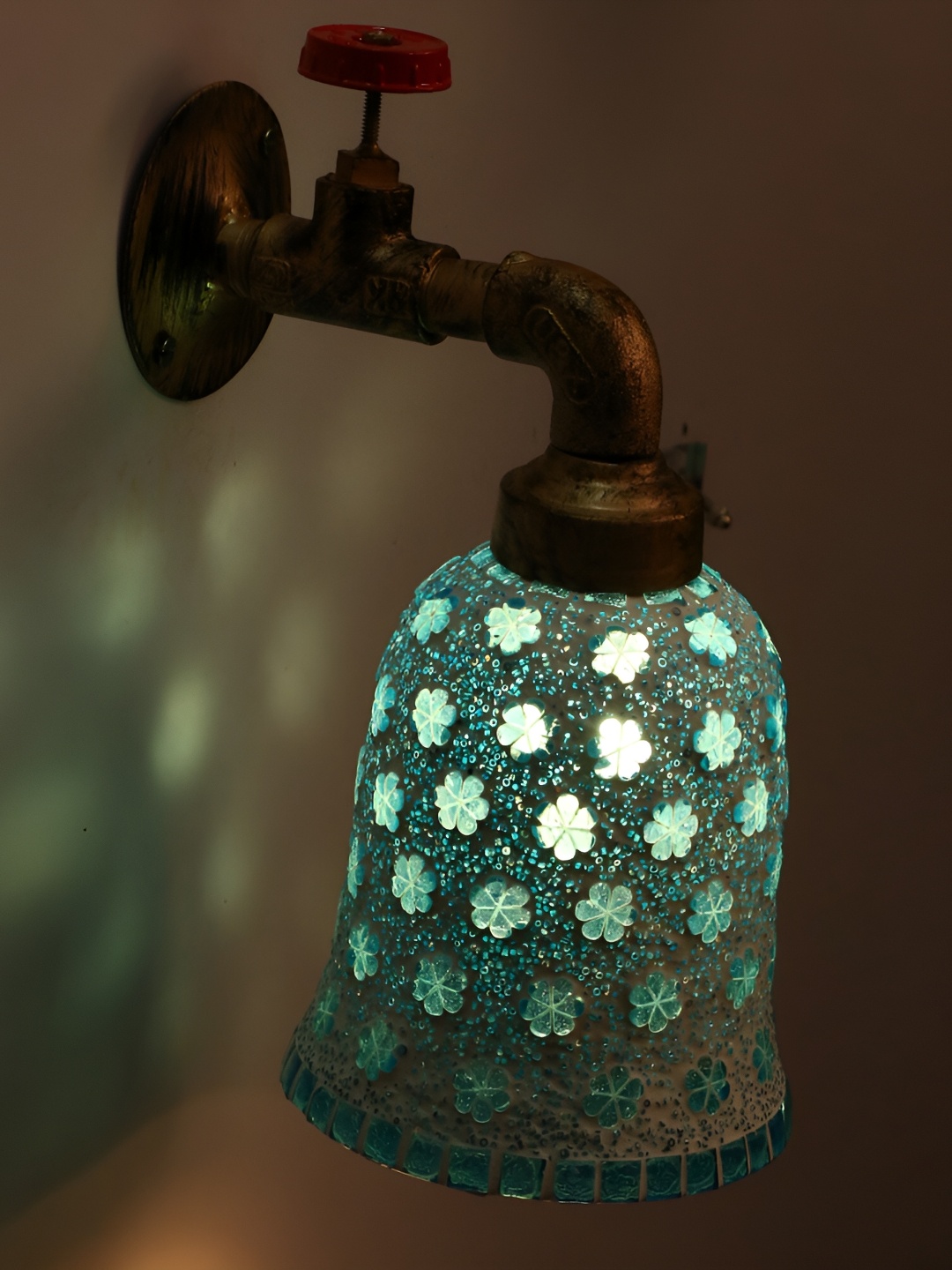 

Afast Teal & Beige Textured Glass Contemporary Wall Lamp