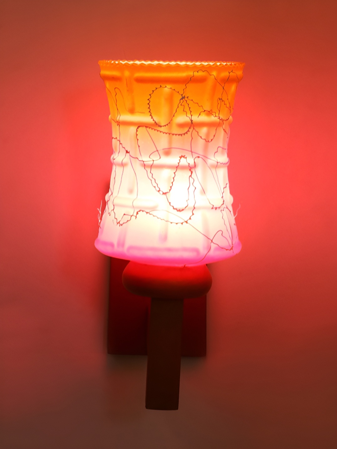 

Afast White & Pink Textured Glass Contemporary Wall Lamp, Yellow