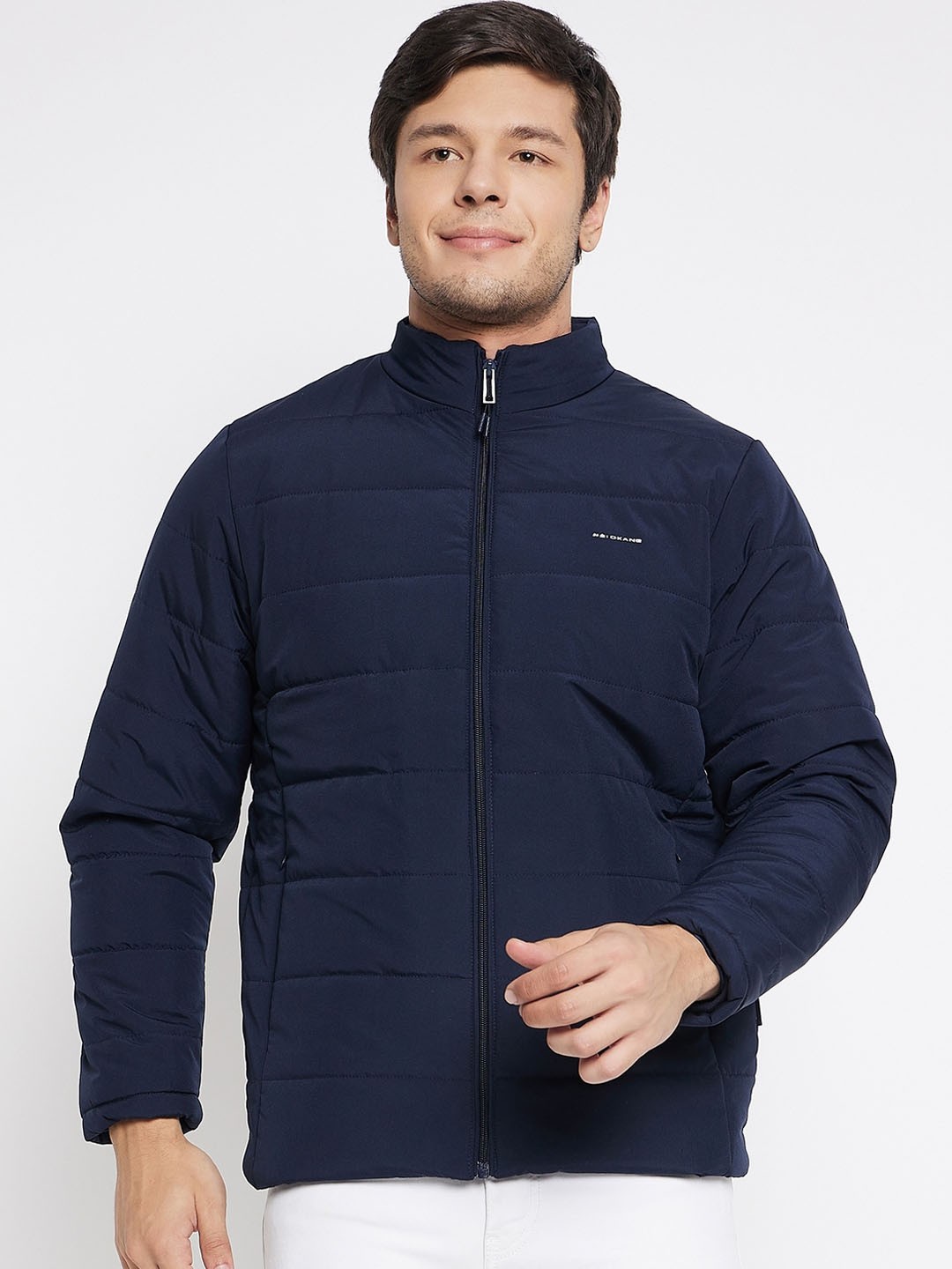 

Okane Lightweight Mock Collar Padded Jacket, Navy blue