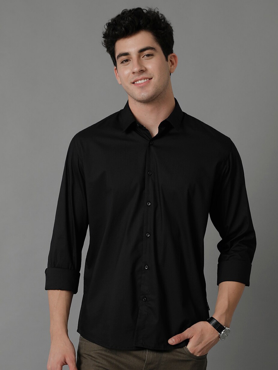 

Voi Jeans Classic Cotton Casual Shirt, Black