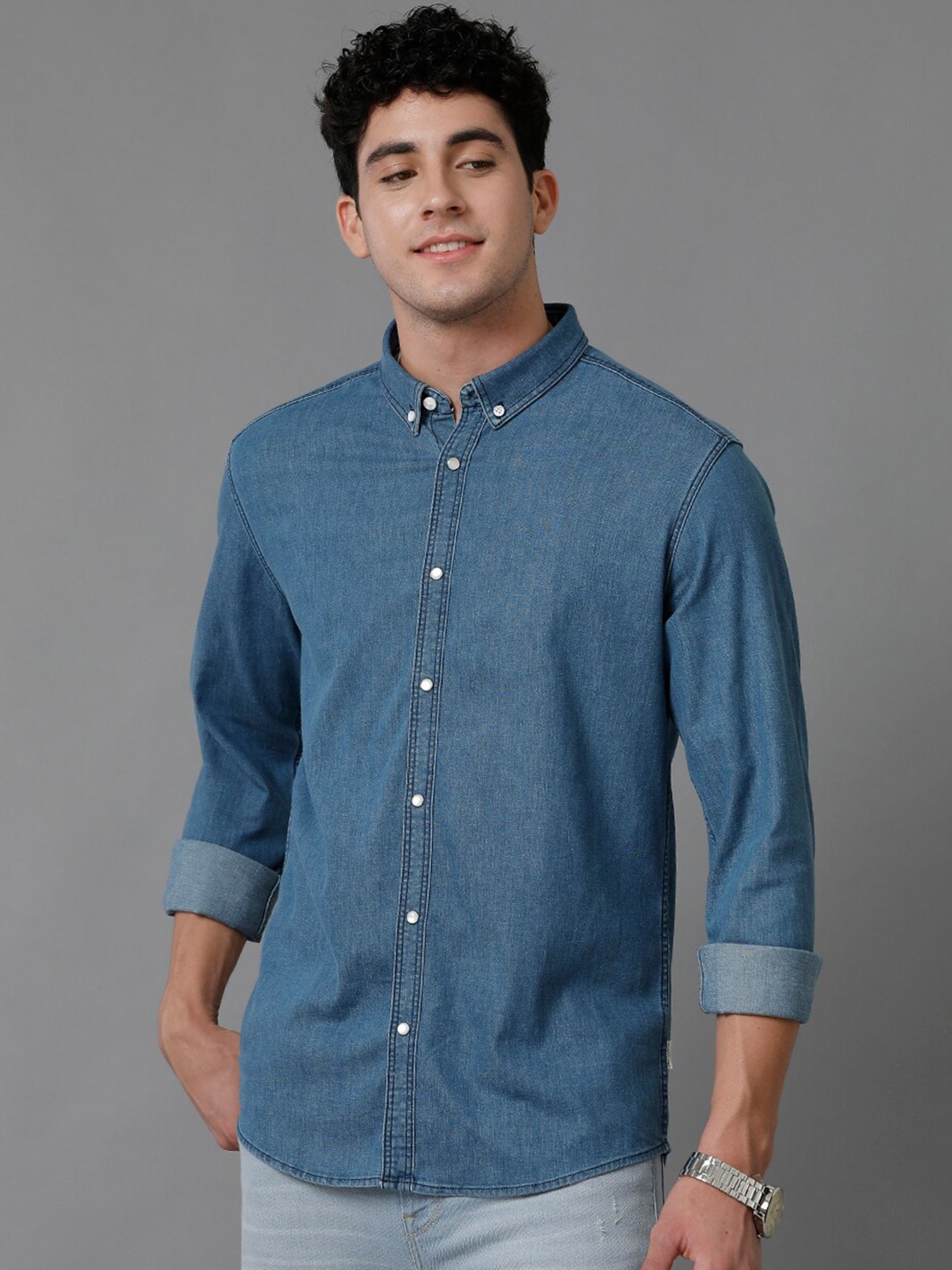 

Voi Jeans Classic Slim Fit Cotton Casual Shirt, Blue