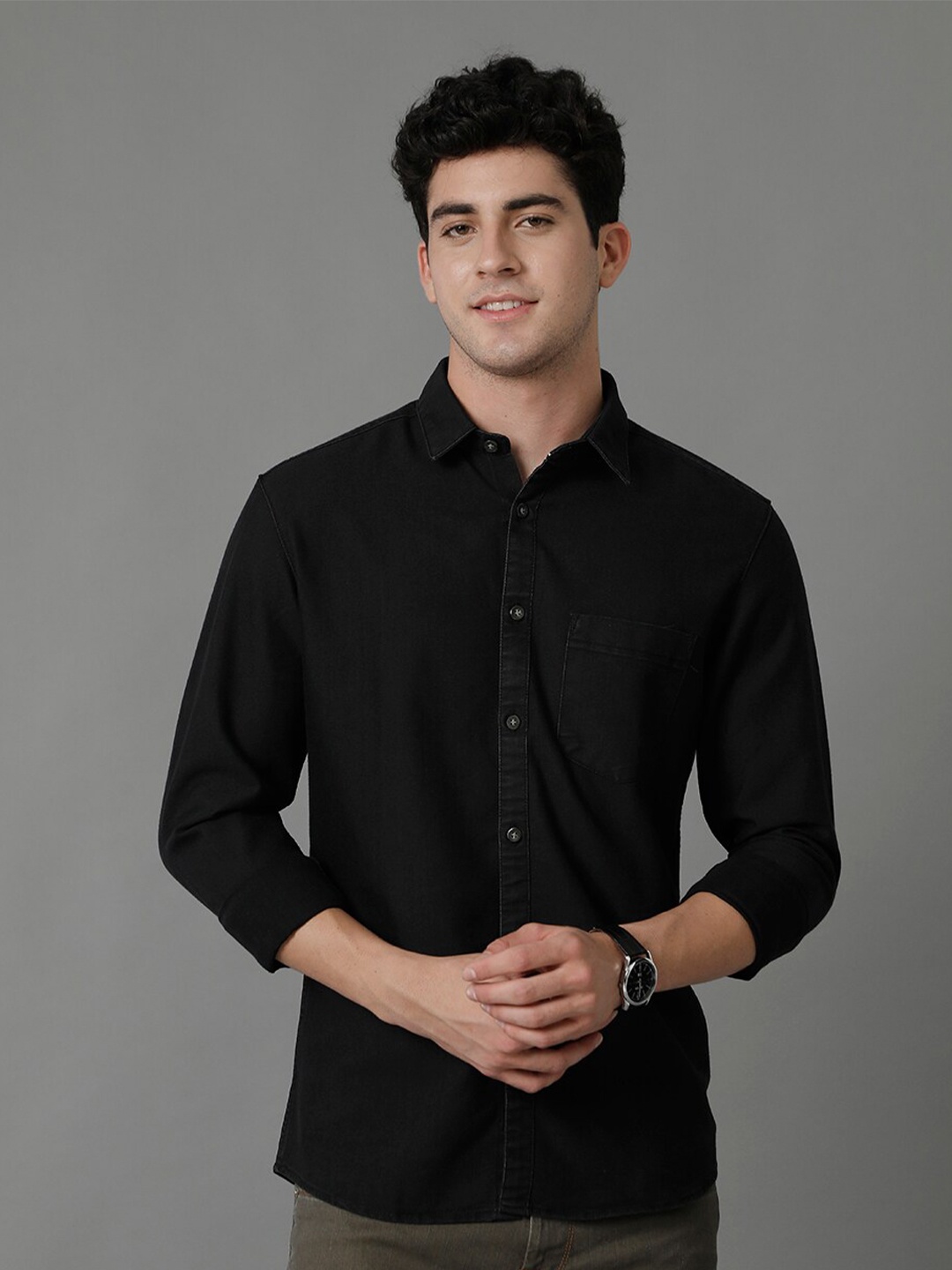 

Voi Jeans Classic Slim Fit Cotton Casual Shirt, Grey