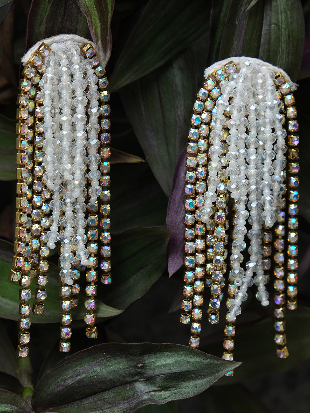 

XPNSV Beaded Tasselled Drop Earrings, Silver