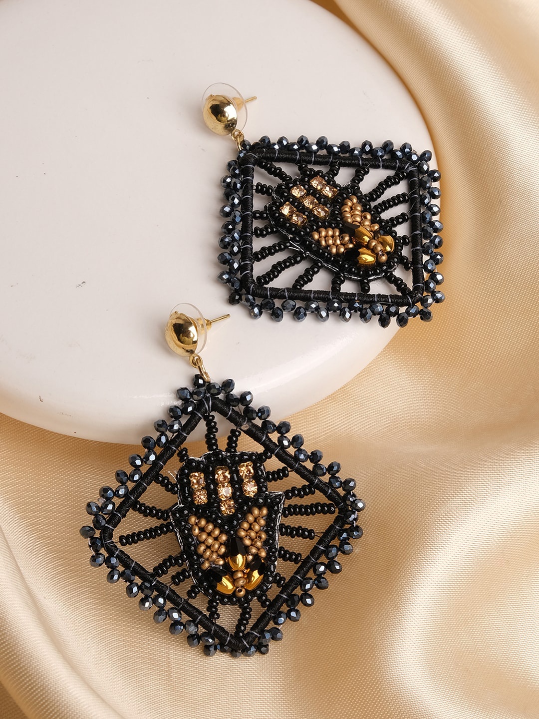 

XPNSV Beaded Statement Drop Earrings, Black