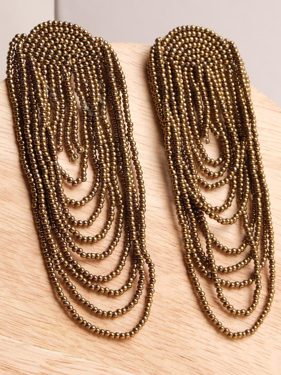 

XPNSV Beaded Bohemian Drop Earrings, Brown