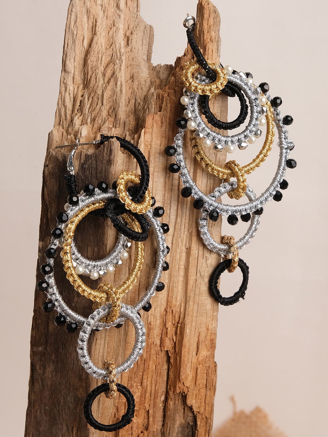 

XPNSV Beaded Circular Hoop Earrings, Gold