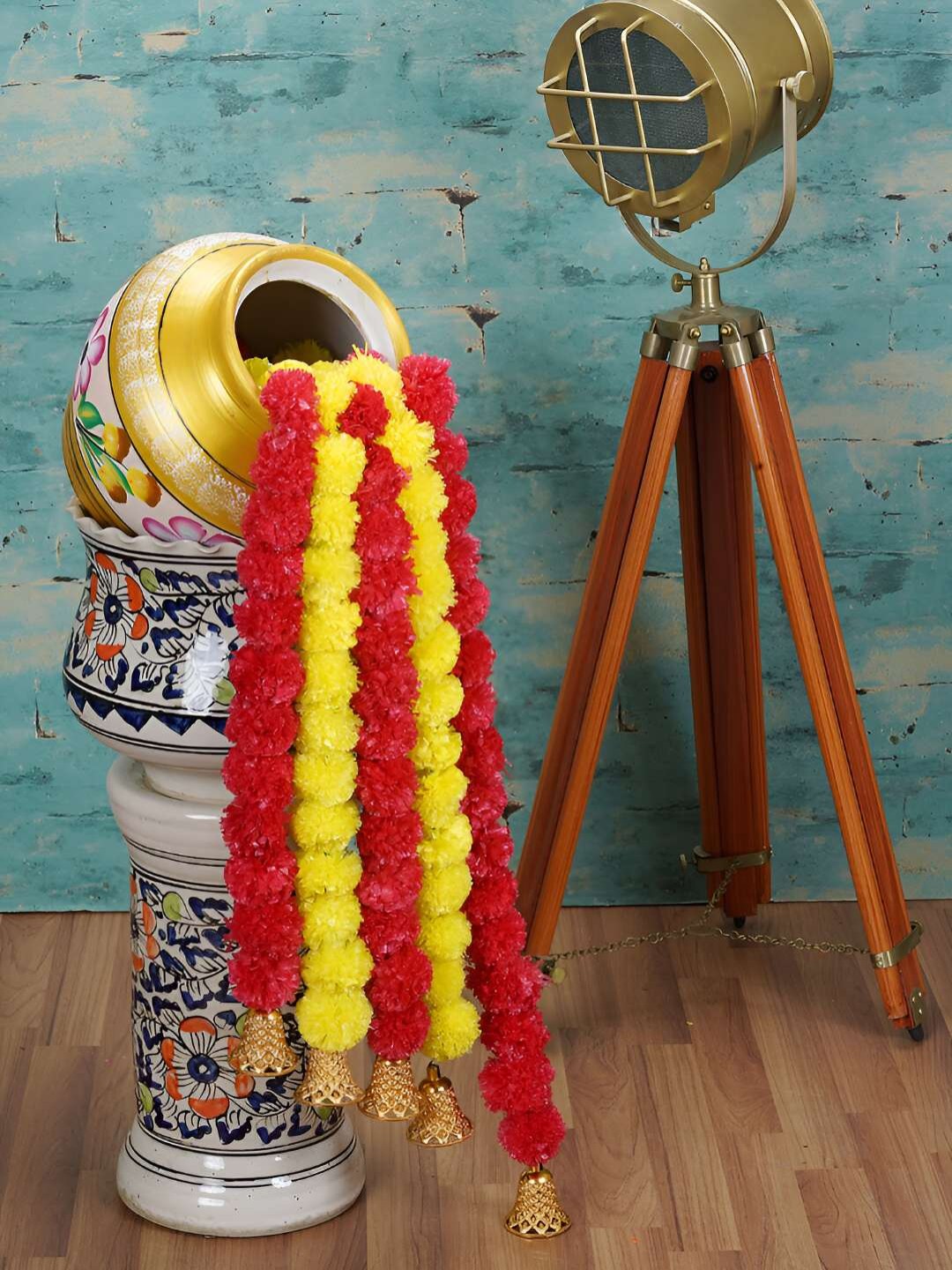 

Dekorly Red & Yellow 5 Pieces Marigold Artificial Flowers