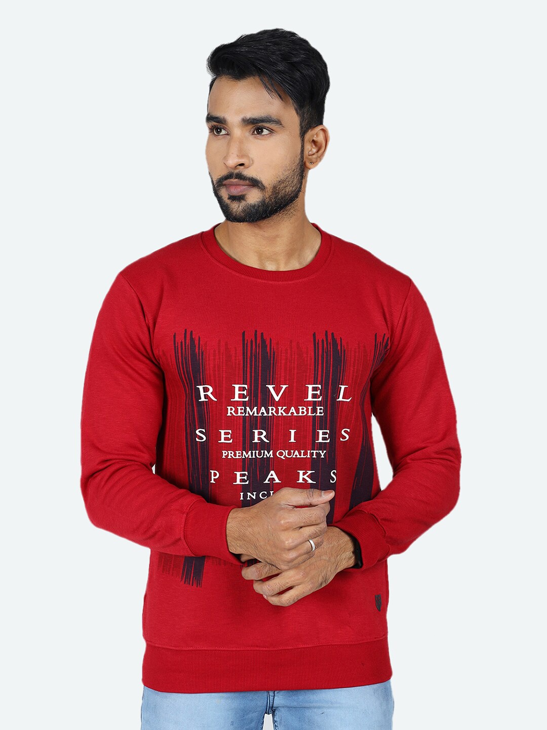 

GAME BEGINS Typography Printed Sweatshirt, Red
