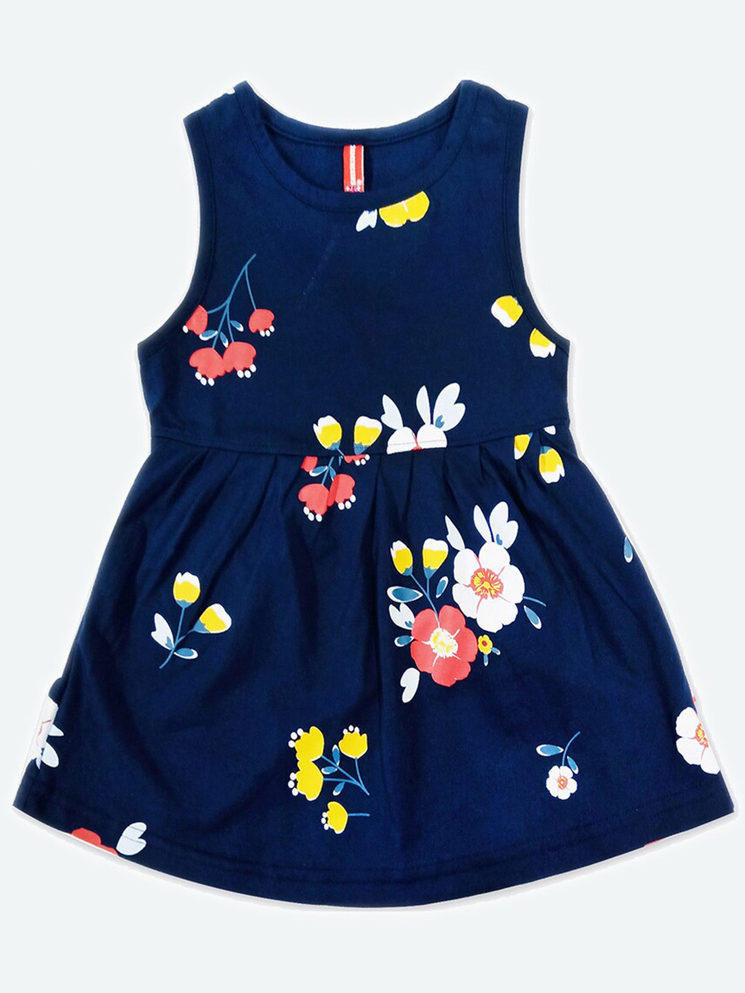 

GAME BEGINS Girls Floral Printed Cotton A-Line Dress, Blue